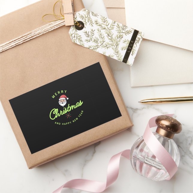 Sticker Rectangulaire Merry Christmas (Cadeaux)