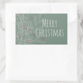 Sticker Rectangulaire Merry Christmas green abstract mistletoe