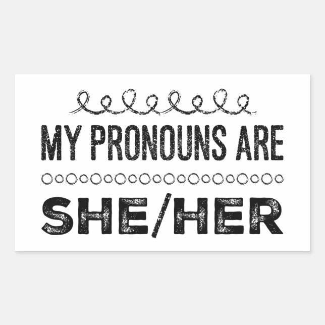 Sticker Rectangulaire Mes pronounes sont Elle Ses Grunge Doodles (Devant)