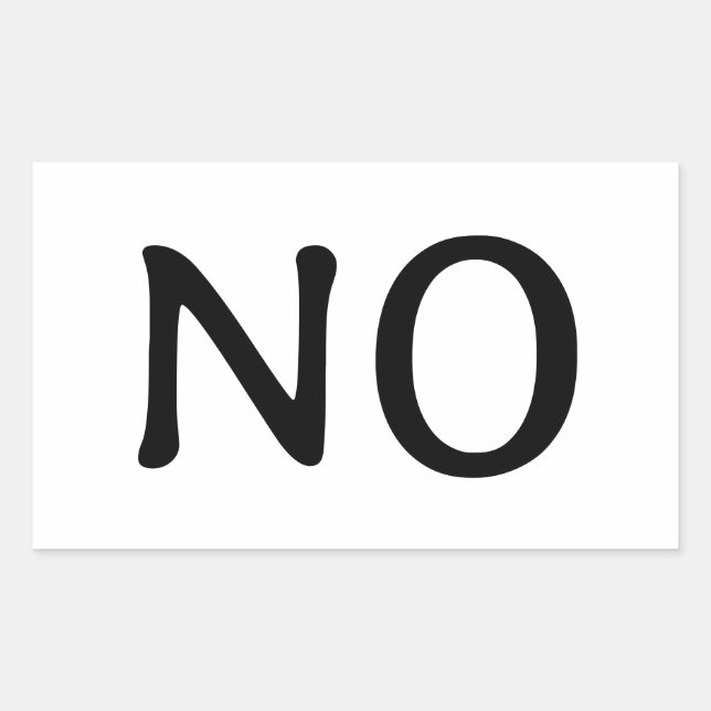 Sticker Rectangulaire Message simple de texte Word No, instruction (Devant)