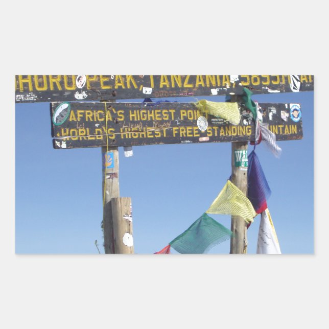 Sticker Rectangulaire Message sur le Sommet du Kilimandjaro kenya (Devant)