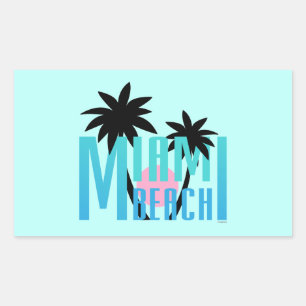 Sticker Rectangulaire Miami-Beach-Floride-Typographie