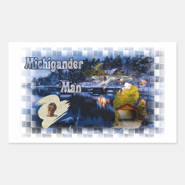 Sticker Rectangulaire Michigander Man Winter ! (Devant)