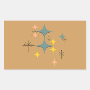 Sticker Rectangulaire Mid Century Modern Eames atomique Starburts person