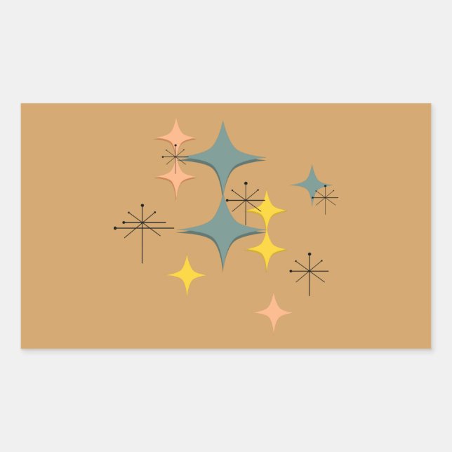 Sticker Rectangulaire Mid Century Modern Eames atomique Starburts person (Devant)
