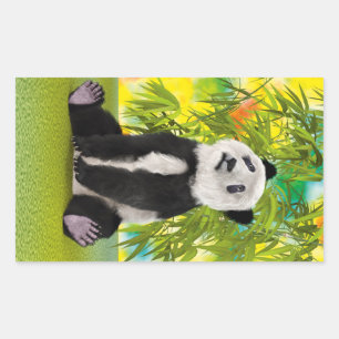 Sticker Rectangulaire Mignon Ours Panda Kawaii Amoureux des Animaux Cade