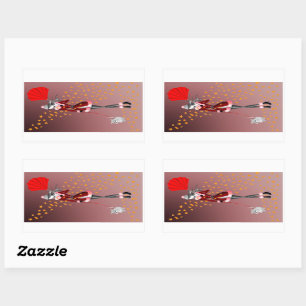 Sticker Rectangulaire Mignonne automne scène d'hiver Chien & Dame