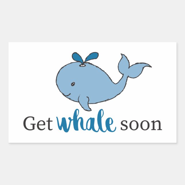 Sticker Rectangulaire Mignonne Main Tirée Obtenir Baleine Bientôt Balein (Devant)