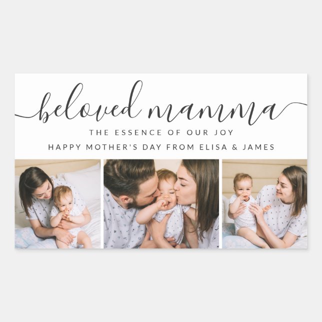 Sticker Rectangulaire Mignonne Mamma Maman Maman Fête des mères Collage  (Devant)