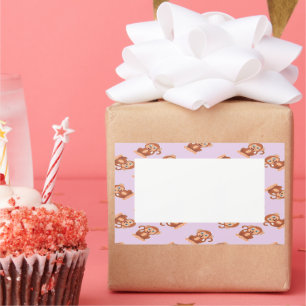 Sticker Rectangulaire Mignons singes bruns sur violet