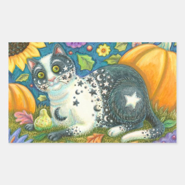 Sticker Rectangulaire MILKYWAY Halloween Art folklorique - feuille TACHE (Devant)
