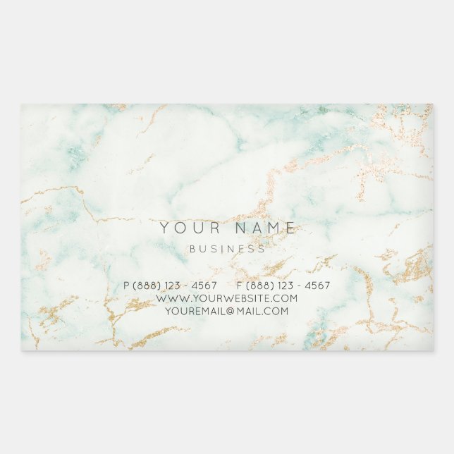 Sticker Rectangulaire Minimalisme Mint Vert or gris marbre Vip (Devant)