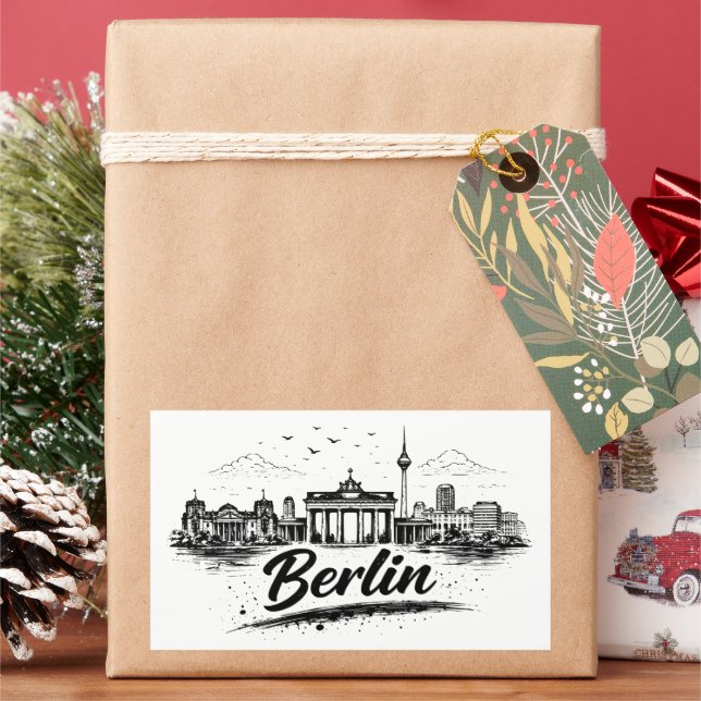 Sticker Rectangulaire Minimalist Berlin Germany Cityscape Art (vacances)