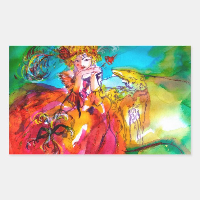 Sticker Rectangulaire MIRANDOLINA, rose, jaune fuchsia (Devant)