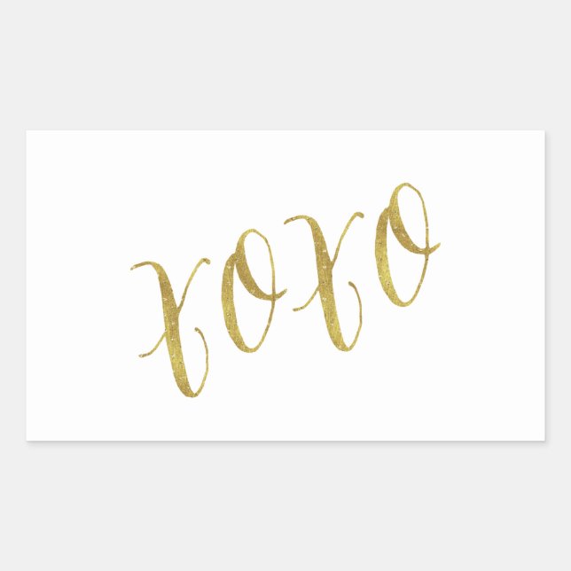 Sticker Rectangulaire Modèle Arrière - plan XOXO Quote Faux Gold Parties (Devant)