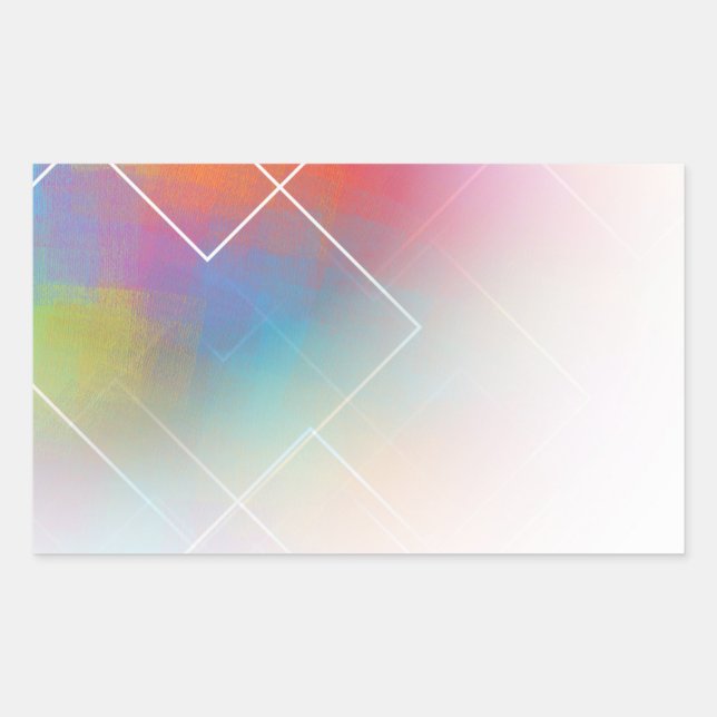 Sticker Rectangulaire Modèle blanc coloré personnalisé Abstrait moderne (Devant)