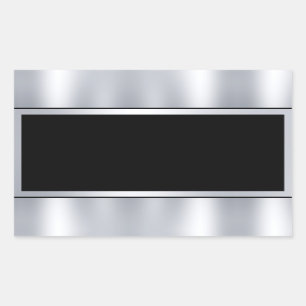 Sticker Rectangulaire Modèle blanc personnalisé Faux Argent Noir Ajouter