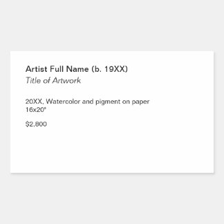 Sticker Rectangulaire Modèle d'étiquette d'exposition d'œuvre d'art adhé