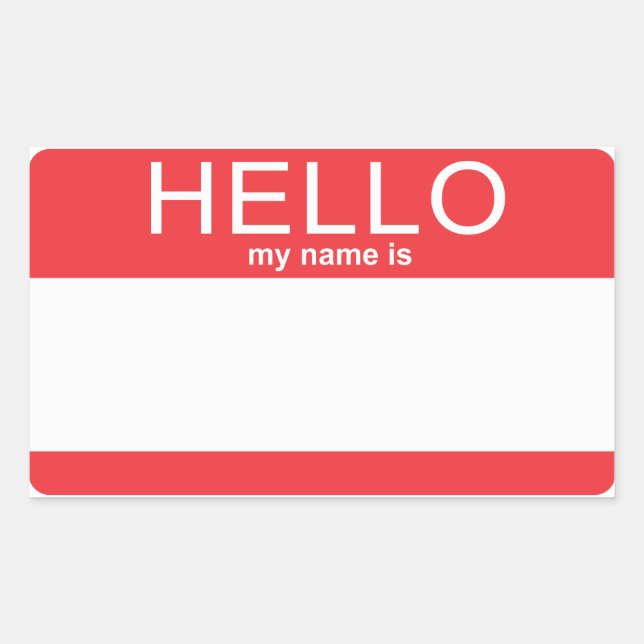 Sticker Rectangulaire Modèle Personnalisé Bonjour Mon Nom Est (Devant)