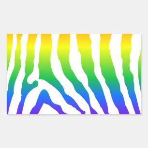Sticker Rectangulaire Modèle Rainbow Zebra