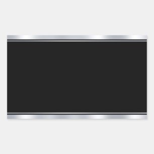 Sticker Rectangulaire Modèle vierge faux argent noir Ajoutez votre texte