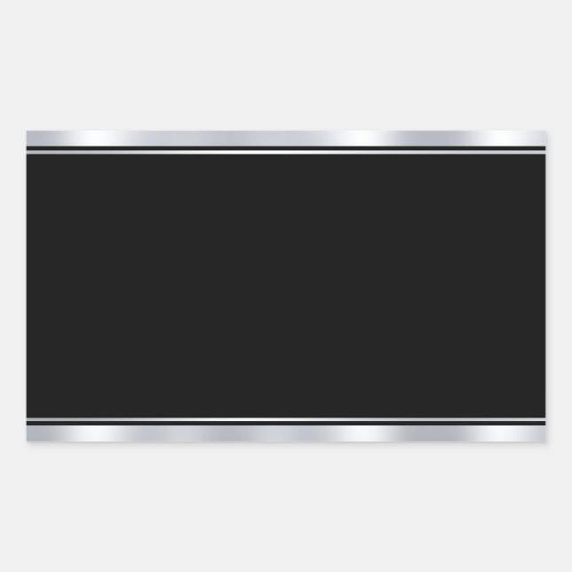 Sticker Rectangulaire Modèle vierge Faux Argent Noir Ajoutez Votre Texte (Devant)