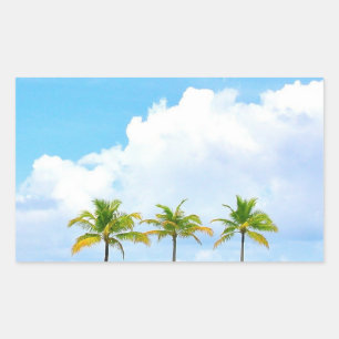 Sticker Rectangulaire Modèle vierge personnalisé de palmiers et de nuage