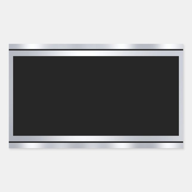 Sticker Rectangulaire Modèle vierge personnalisé Faux Argent Noir Ajoute (Devant)