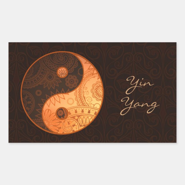 Sticker Rectangulaire Modèle Yin Yang Gold (Devant)