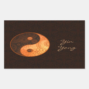 Sticker Rectangulaire Modèle Yin Yang Gold