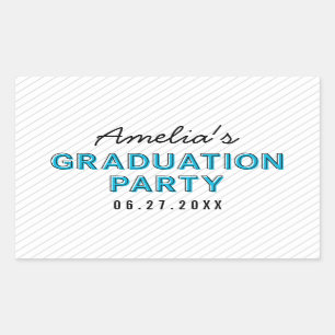Sticker Rectangulaire Modern Stripes Blue Graduation Party