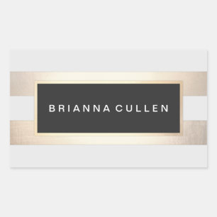 Sticker Rectangulaire Moderne Chic rayé FAUX Gold Foil et noir