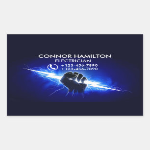 Sticker Rectangulaire Moderne Cool tendance Bleu Éclair Electricien Busi