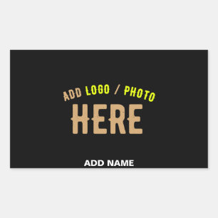 STICKER RECTANGULAIRE MODERNE ET MODERNE PERSONNALISABLE NOIR VÉRIFIÉ