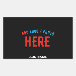 STICKER RECTANGULAIRE MODERNE ET MODERNE PERSONNALISABLE NOIR VÉRIFIÉ