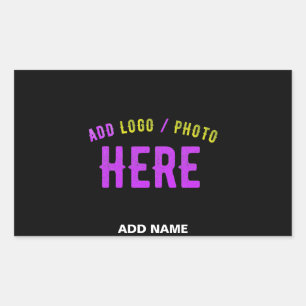 STICKER RECTANGULAIRE MODERNE ET MODERNE PERSONNALISABLE NOIR VÉRIFIÉ