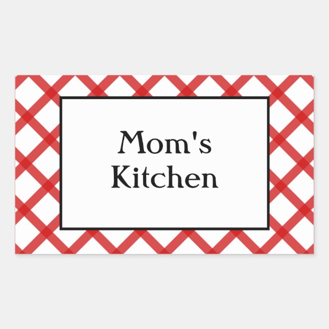 Sticker Rectangulaire Moms Cuisine Personnalisée Disant Chèques Rouges S (Devant)