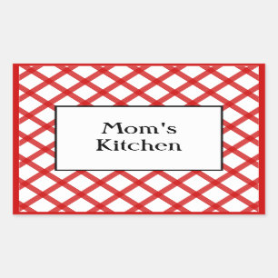 Sticker Rectangulaire Moms Cuisine Personnalisée Disant Chèques Rouges S