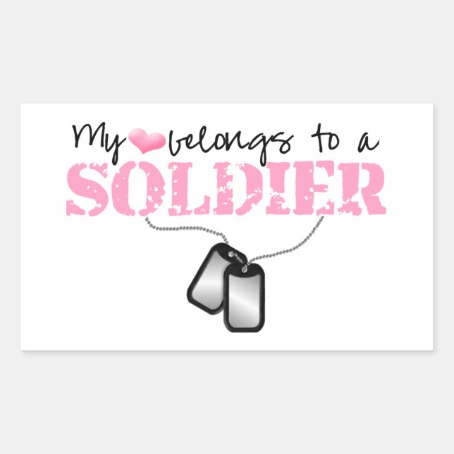 Sticker Rectangulaire Mon Coeur Appartient À Un Soldat (Devant)