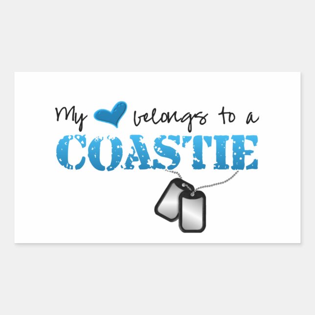 Sticker Rectangulaire Mon coeur appartient à une Coastie (Devant)