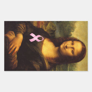 Sticker Rectangulaire Mona Lisa Au Ruban Rose