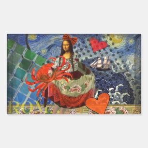 Sticker Rectangulaire Mona Lisa Fun Zodiac Whimsical