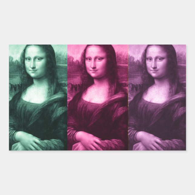 Sticker Rectangulaire Mona Lisa Rose vert violet (Devant)
