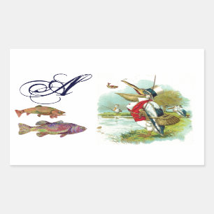 STICKER RECTANGULAIRE MONOGRAM DE LA PÊCHE M. PELICAN