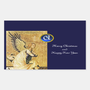 Sticker Rectangulaire MONOGRAMME ANGEL ANNONCE, Sapphire Bleu
