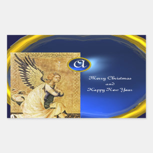 Sticker Rectangulaire MONOGRAMME ANGEL ANNONCE, Sapphire Bleu