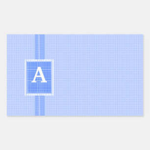 Sticker Rectangulaire Monogramme bleu initial