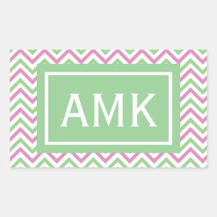Sticker Rectangulaire Monogramme Chevron Spring