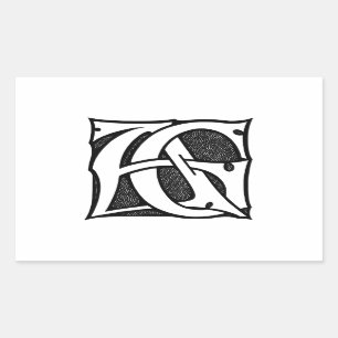 Sticker Rectangulaire Monogramme d'AG - initiales AG dans les lettres