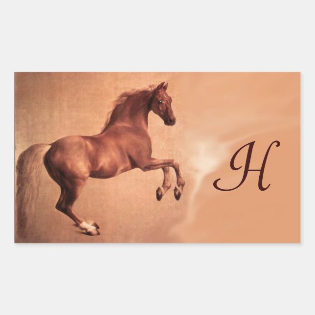 STICKER RECTANGULAIRE MONOGRAMME DE CHEVAL ROUGE (Devant)